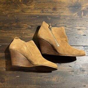 Jessica Simpson-Brown Leather Suede Wedge Boots